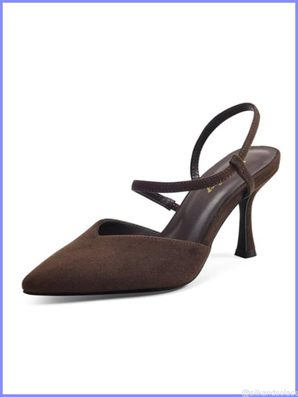 Kitten Heel Slingback Pumps Pointed Toe Elastic Strap